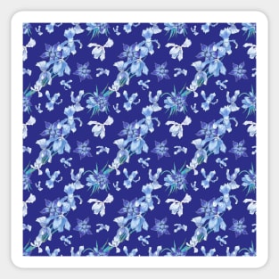 Blue orchids over a night sky - elegant chic Sticker